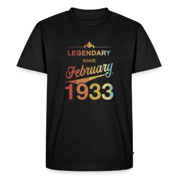 90e anniversaire Légendaire Février 1933 Année 33 - T-shirt Premium bio Homme - noir - Devant - Nico (187cm)