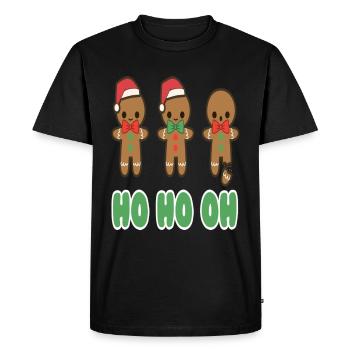 Homme en pain d’épices de Noël - T-shirt Premium bio Homme - noir - Devant - Nico (187cm)