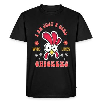 Je suis juste une fille qui aime les poulets - T-shirt Premium bio Homme - noir - Devant - Nico (187cm)