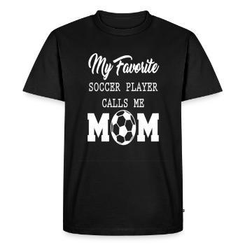 Mon joueur de football préféré m’appelle maman - T-shirt Premium bio Homme - noir - Devant - Nico (187cm)