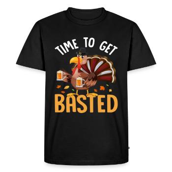 Funny Thanksgiving Time To Get Basted - Men's Premium Organic T-Shirt - black - Front - Nico (187cm)
