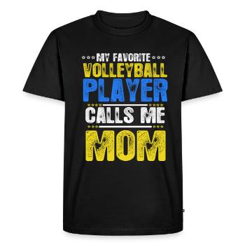 Mon joueur de volleyball préféré m’appelle maman - T-shirt Premium bio Homme - noir - Devant - Nico (187cm)