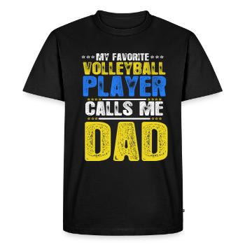 Mon joueur de volleyball préféré m’appelle papa - T-shirt Premium bio Homme - noir - Devant - Nico (187cm)
