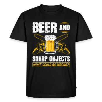 Beer Sharp Objects What Could Go Wrong Chainsaw - Men's Premium Organic T-Shirt - black - Front - Nico (187cm)