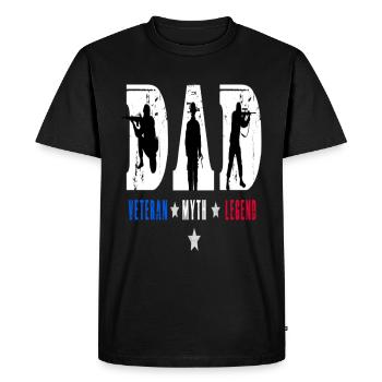 Proud Dad Veteran Myth Legend American Flag - Men's Premium Organic T-Shirt - black - Front - Nico (187cm)