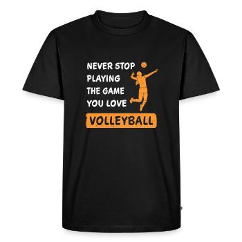 Volleyball Saying Never Stop Playing the Game - Men's Premium Organic T-Shirt - black - Front - Nico (187cm)