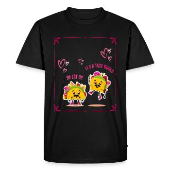 C’est un monde de tacos alors mangez le dessin animé - T-shirt Premium bio Homme - noir - Devant - Nico (187cm)