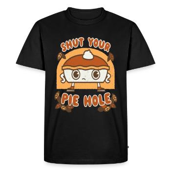 Fermez votre trou de tarte drôle en disant Thanksgiving Fall - T-shirt Premium bio Homme - noir - Devant - Nico (187cm)