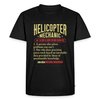 Technicien d’hélicoptère Mécanicien d’hélicoptère - T-shirt Premium bio Homme - noir - Devant - Nico (187cm)