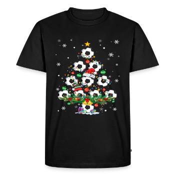 Soccer Arbre de Noël Santa Pickleball Lumières - T-shirt Premium bio Homme - noir - Devant - Nico (187cm)