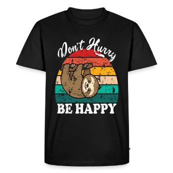 Ne vous dépêchez pas d’être heureux - T-shirt Premium bio Homme - noir - Devant - Nico (187cm)