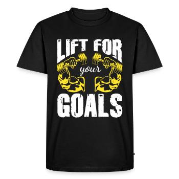 Lift For Your Goals Bodybuilding Gym - T-shirt Premium bio Homme - noir - Devant - Nico (187cm)