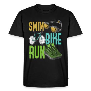Enfants Triathlète Natation Vélo Course Triathlon - T-shirt Premium bio Homme - noir - Devant - Nico (187cm)