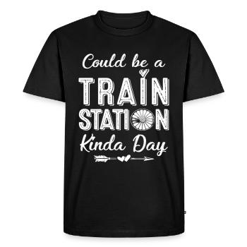 Could Be A Train Station Kinda Day - Men's Premium Organic T-Shirt - black - Front - Nico (187cm)