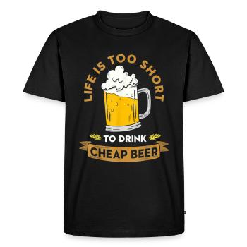 La vie est trop courte pour boire de la bière bon marché - T-shirt Premium bio Homme - noir - Devant - Nico (187cm)