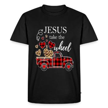 Noël Jésus prend le volant - T-shirt Premium bio Homme - noir - Devant - Nico (187cm)