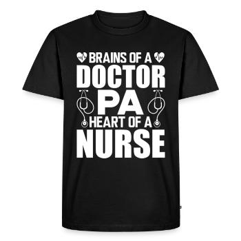 Cerveau d’un médecin assistant d’un médecin cardiaque - T-shirt Premium bio Homme - noir - Devant - Nico (187cm)