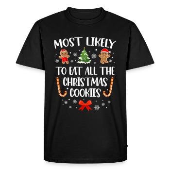 Les plus susceptibles de manger tous les biscuits de Noël drôles - T-shirt Premium bio Homme - noir - Devant - Nico (187cm)