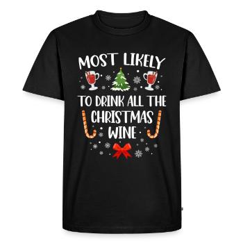 Les plus susceptibles de boire tout le vin de Noël drôle - T-shirt Premium bio Homme - noir - Devant - Nico (187cm)