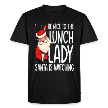 Soyez NIce au déjeuner que Lady Santa regarde - T-shirt Premium bio Homme - noir - Devant - Nico (187cm)