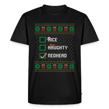 Nice Naughty Redhead Funny Christmas List Santa - Men's Premium Organic T-Shirt - black - Front - Nico (187cm)