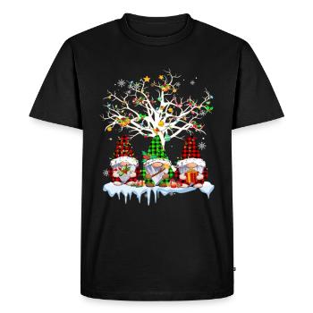 Gnomes Joyeux Noël Lumière de Noël Famille Gnome Noël - T-shirt Premium bio Homme - noir - Devant - Nico (187cm)