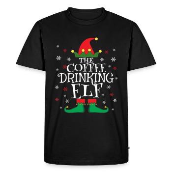 Famille Elfe buveur de café Matching Noël - T-shirt Premium bio Homme - noir - Devant - Nico (187cm)