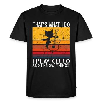 C’est ce que je fais Je joue du violoncelle et je sais des choses - T-shirt Premium bio Homme - noir - Devant - Nico (187cm)