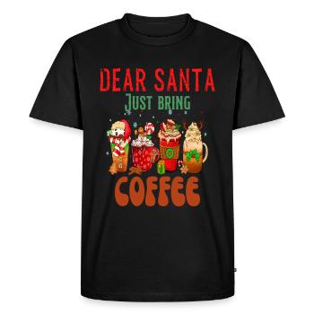Christmas Dear Santa I Want Coffee - Men's Premium Organic T-Shirt - black - Front - Nico (187cm)