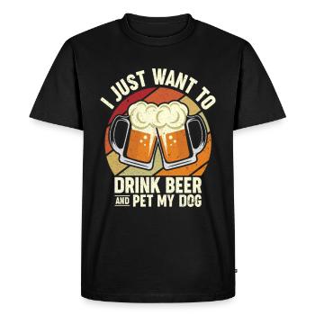Je veux juste boire de la bière Pet mon chien Je houble I Bière - T-shirt Premium bio Homme - noir - Devant - Nico (187cm)