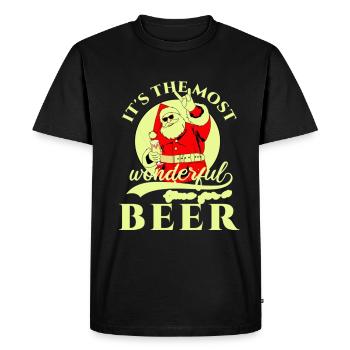 C’est le moment le plus merveilleux pour une bière de Noël - T-shirt Premium bio Homme - noir - Devant - Nico (187cm)