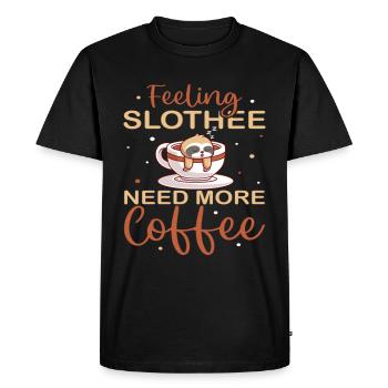 Feeling Slothee Need More Coffee - Men's Premium Organic T-Shirt - black - Front - Nico (187cm)