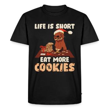 Life Is Short Eat More Cookies Funny Cookie - Men's Premium Organic T-Shirt - black - Front - Nico (187cm)
