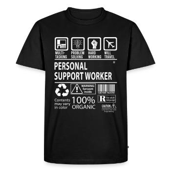Préposé aux services de soutien à la personne multitâche - T-shirt Premium bio Homme - noir - Devant - Nico (187cm)