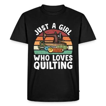 Juste une fille qui aime le cadeau de courtepointe - T-shirt Premium bio Homme - noir - Devant - Nico (187cm)