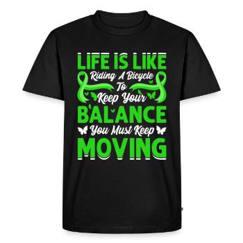 La vie, c’est comme faire du vélo - T-shirt Premium bio Homme - noir - Devant - Nico (187cm)