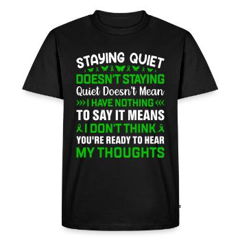 RESTER SILENCIEUX NE VEUT PAS DIRE QUE JE N’AI RIEN À DIRE - T-shirt Premium bio Homme - noir - Devant - Nico (187cm)