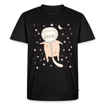 Chaton mignon en tenue spatiale - T-shirt Premium bio Homme - noir - Devant - Nico (187cm)