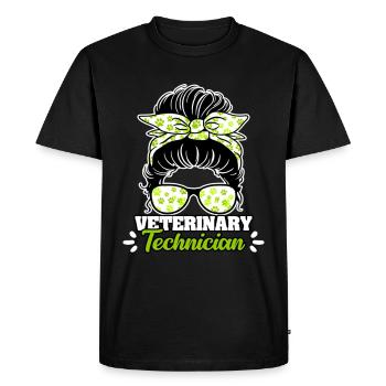 Veterinary Technician Messy Bun - Men's Premium Organic T-Shirt - black - Front - Nico (187cm)