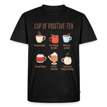 Positivity Cup Drinks Motivational Inspirational - Men's Premium Organic T-Shirt - black - Front - Nico (187cm)