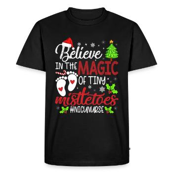 Nicu Nurse Believin Magic Of Tiny Mistletoe - Men's Premium Organic T-Shirt - black - Front - Nico (187cm)