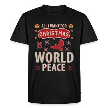 Tout ce que je veux pour Noël, c’est la paix mondiale - T-shirt Premium bio Homme - noir - Devant - Nico (187cm)