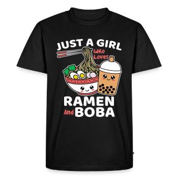 Juste une fille qui aime Ramen et Boba - T-shirt Premium bio Homme - noir - Devant - Nico (187cm)