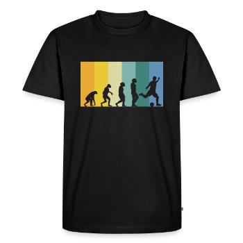 Evolution Football - Joueur de football couleurs vintage - T-shirt Premium bio Homme - noir - Devant - Nico (187cm)