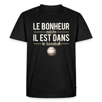 Le Bonheur Existe Blague Baseball Sport Humour - T-shirt Premium bio Homme - noir - Devant - Nico (187cm)