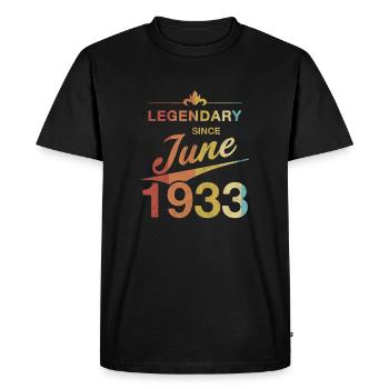 90e anniversaire Légendaire Juin 1933 Année 33 - T-shirt Premium bio Homme - noir - Devant - Nico (187cm)