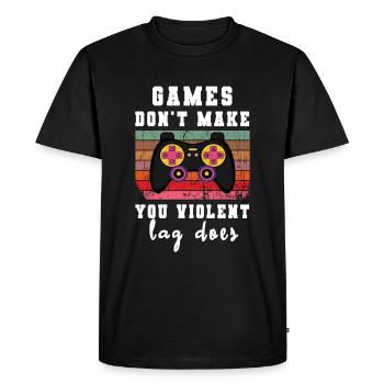 Games don't make violent lag does funny gamer - Men's Premium Organic T-Shirt - black - Front - Nico (187cm)