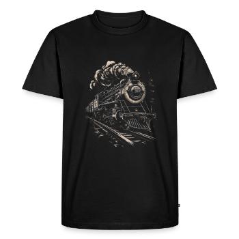 Steam locomotive Steam locomotive Eisebahner gift locomotive - Men's Premium Organic T-Shirt - black - Front - Nico (187cm)