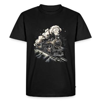 Steam locomotive Steam locomotive Eisebahner gift locomotive - Men's Premium Organic T-Shirt - black - Front - Nico (187cm)