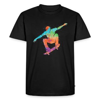 Skateboarder Skater coloré Skater Skateboard - T-shirt Premium bio Homme - noir - Devant - Nico (187cm)